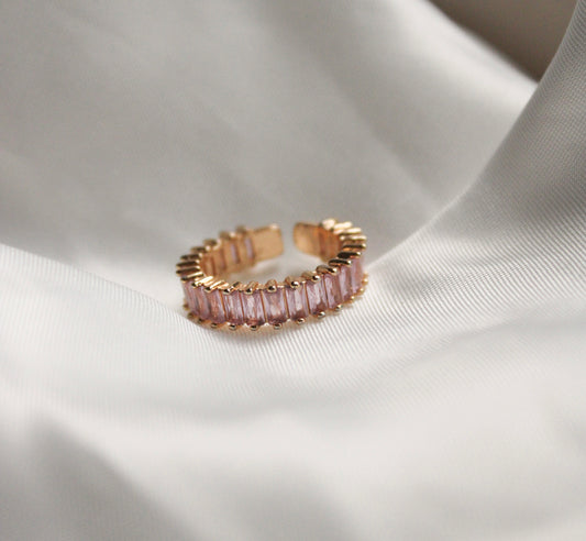 Zirkon Ring rosa, Ring mit Steinen verstellbar